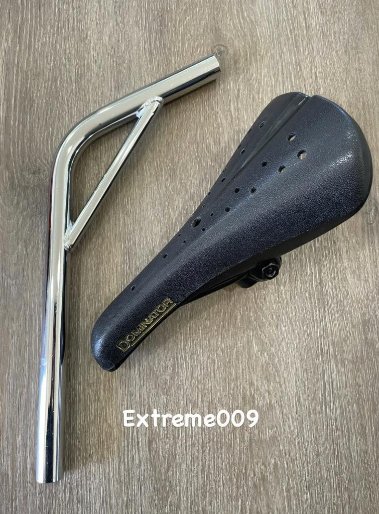 BMX Hard Shell Seat Black with Laid Back Seat Post 22.2mm 7/8