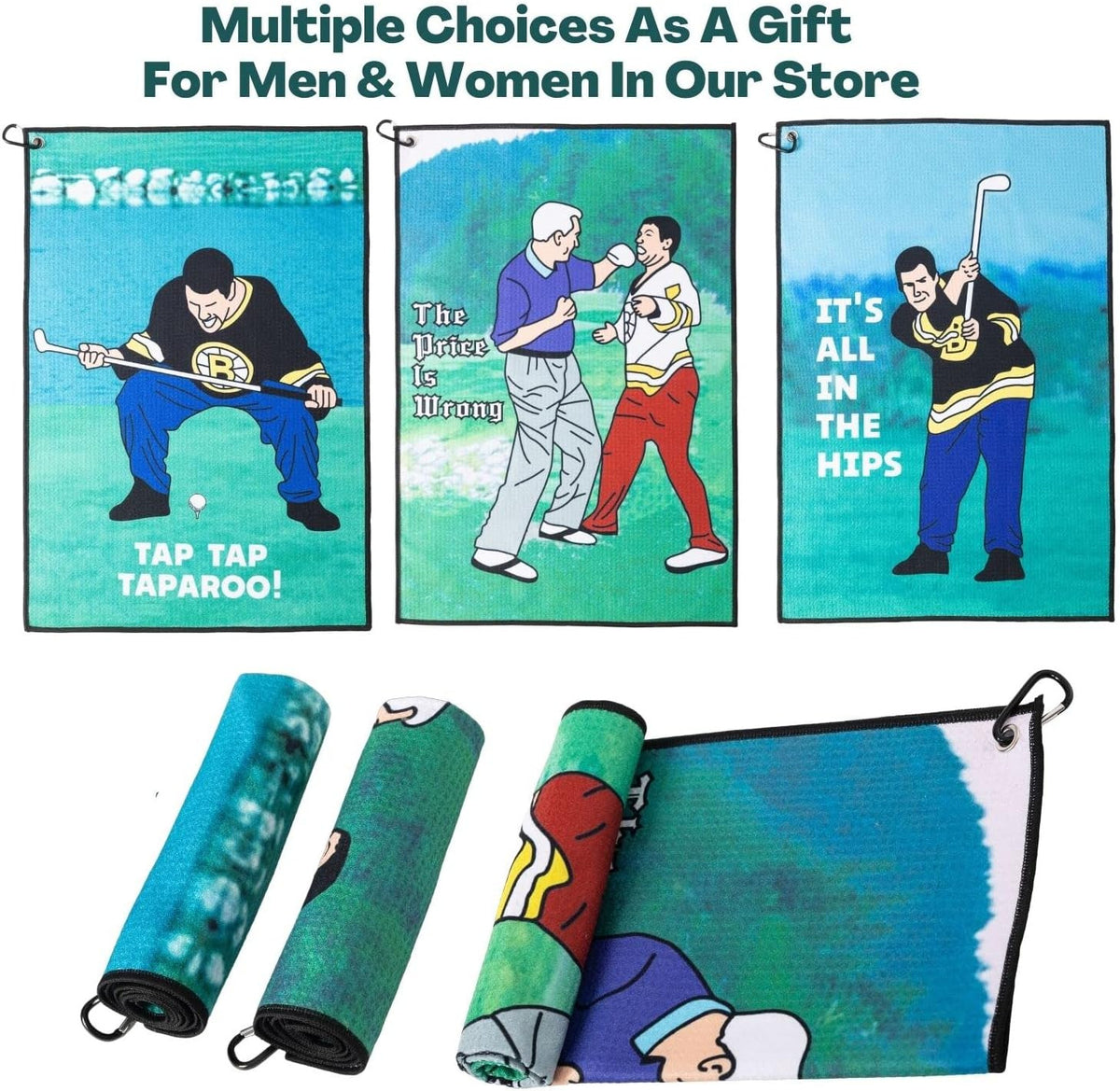 Funny Golf Towel with Clip - Printed Microfiber Golf Accessories for Men