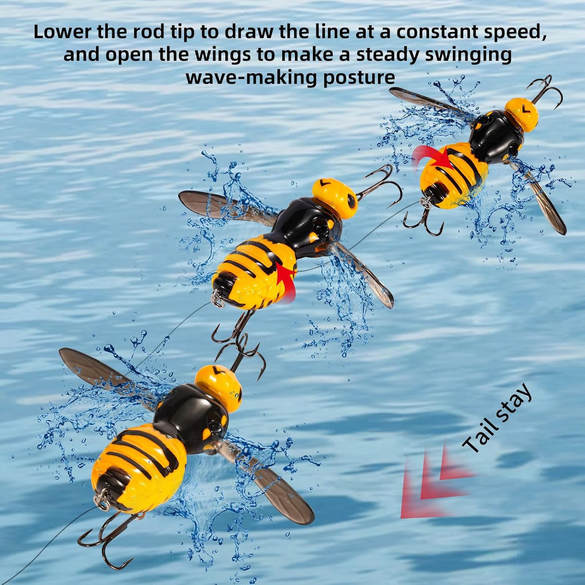 Topwater Fishing Lure Set for Bass Pike Walleye - 3 Piece Wasp Baits