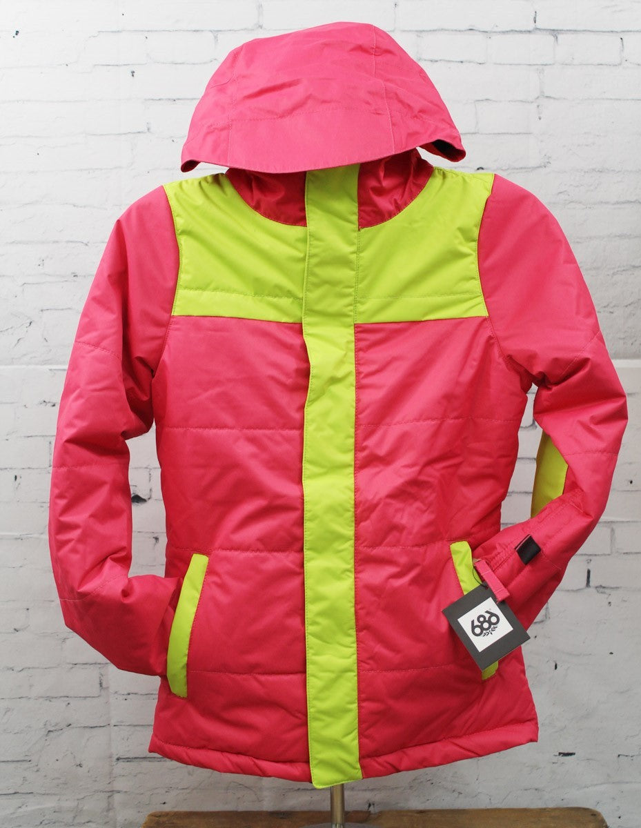 Girls Insulated Snowboard Jacket with Fuschia Colorblock, Medium