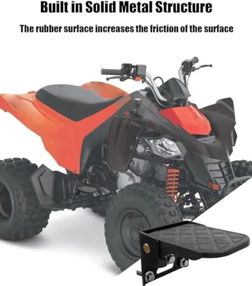 Universal ATV Foot Rests for Rear Seat Passenger Foot Pegs Foldable Durable Metal & Rubber