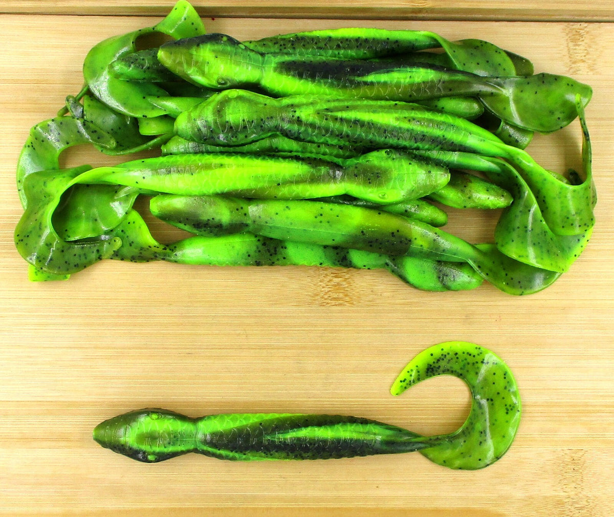 Wave Plastics 7-Inch Tiki-Anaconda Watermelon Chartreuse Bulk Lot - New