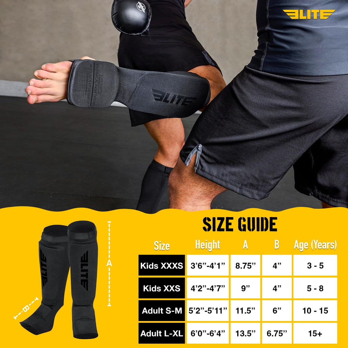 MMA Kickboxing Shin Guards with Instep Protection for Sparring & Training