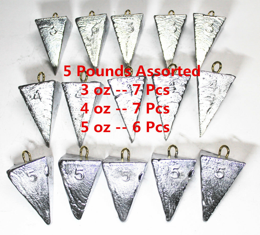 Fishing Sinkers Pyramid Sinkers Assorted Weights 5 LB for Surf Fishing