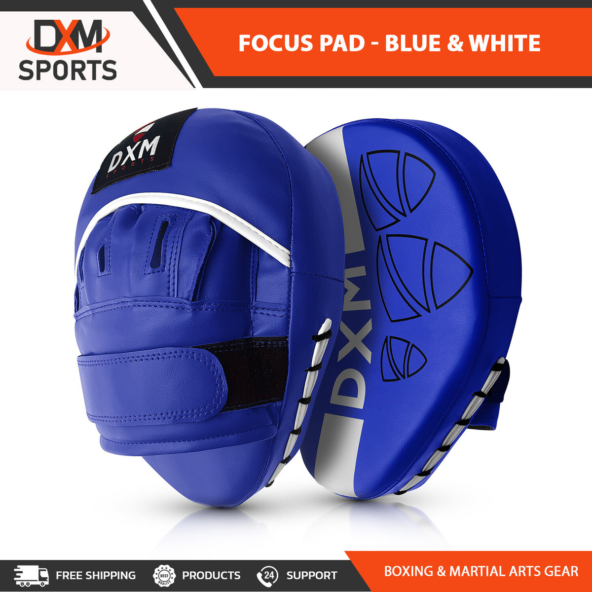 Boxing Focus Punch Mitts for MMA, Kickboxing, Muay Thai Training - Blue & White
