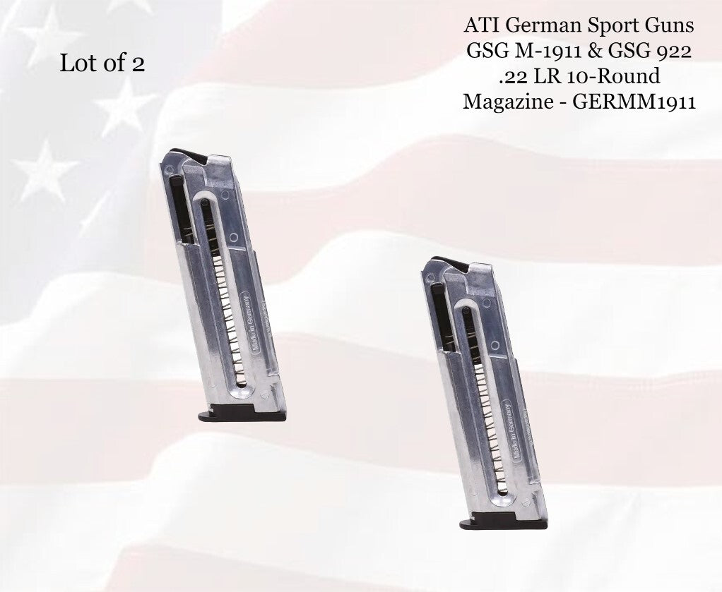 2-Pack GSG M1911 & GSG 922 .22LR Magazines - 10 Round Steel Mag Fits GSG Pistols