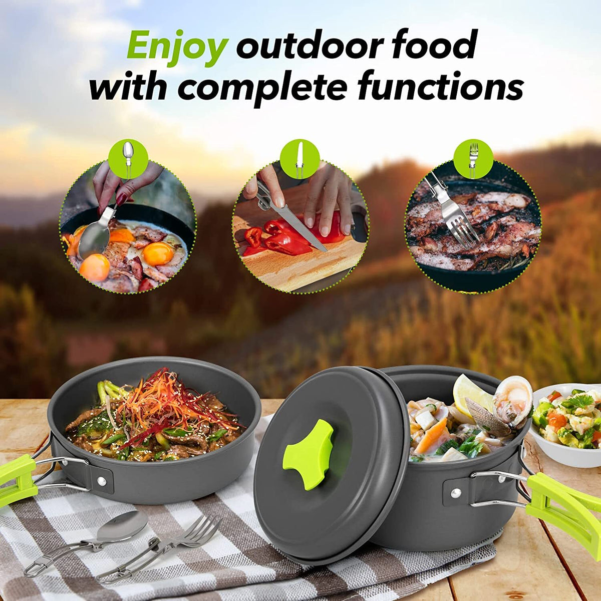 Portable Camping Cookware Set for Outdoor Cooking & Picnics