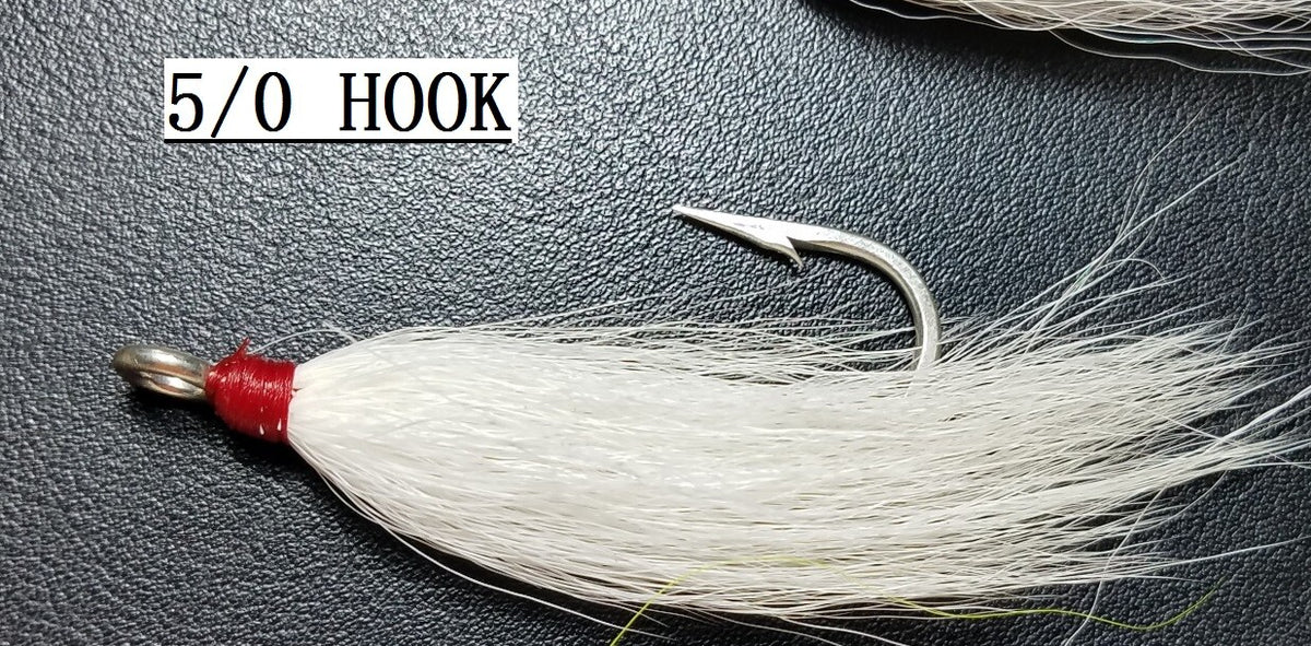 Fishing Bucktail Teaser Hooks Assortment – 5/0 & 6/0 Mustad Tied Hooks for Lures