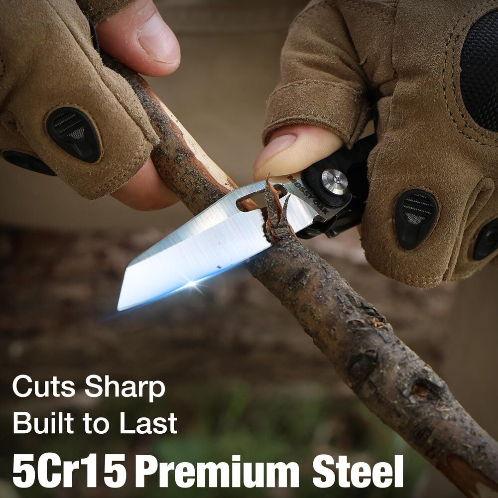 12-in-1 Multitool Folding Knife with Scissors Bottle Opener and Screwdrivers