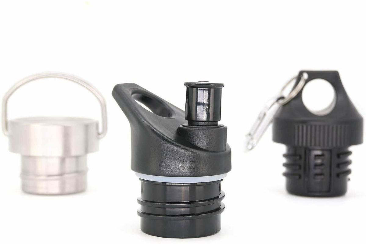 Replacement Stainless Steel & Bite Valve Lids for Hydro Flask Standard Mouth Water Bottle Set