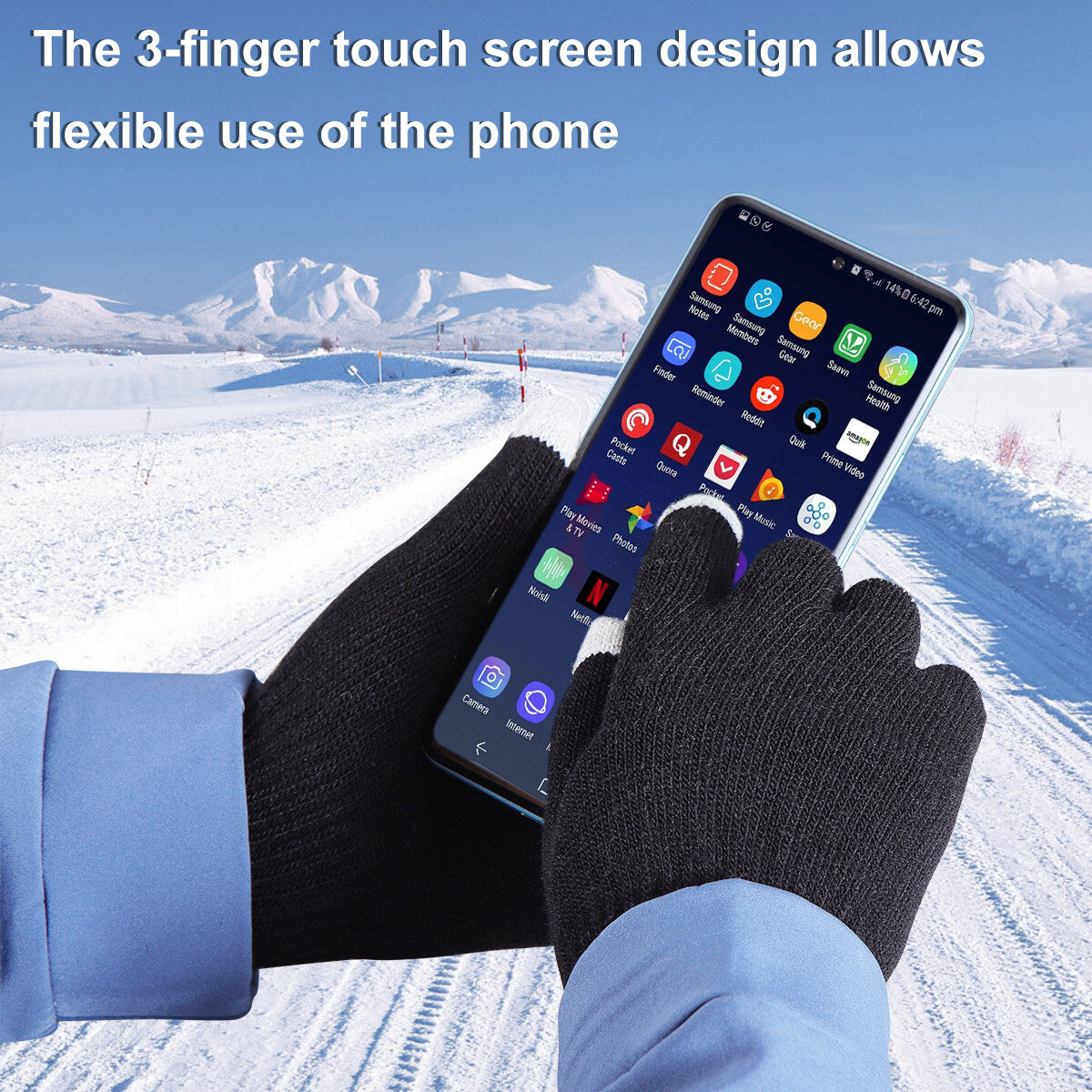 USB Heated Gloves Touchscreen Winter Mittens Knitted Hand Warmers