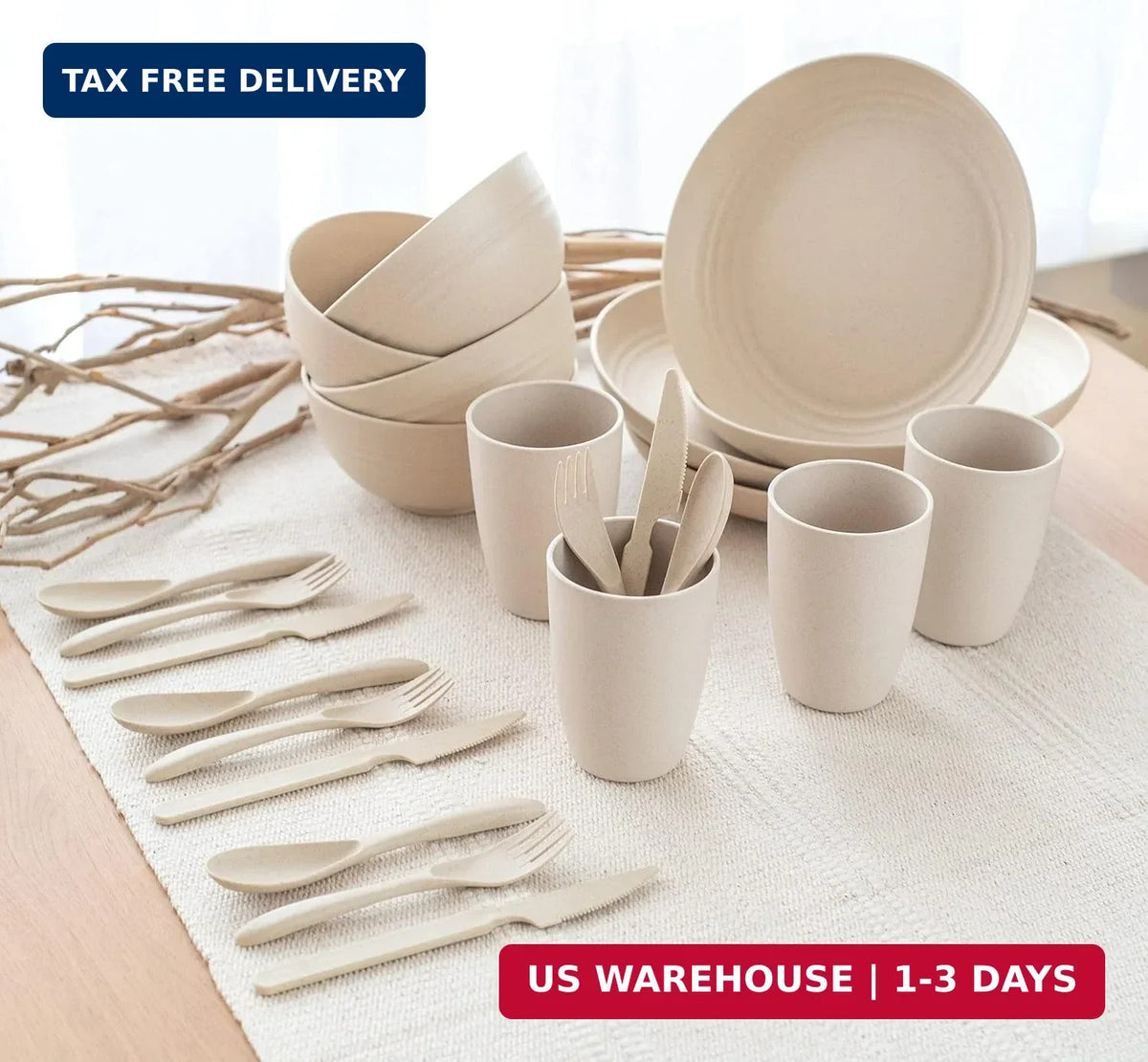 Unbreakable Wheat Straw Dinnerware Set - BPA Free, Microwave & Dishwasher Safe for Camping & Family Use