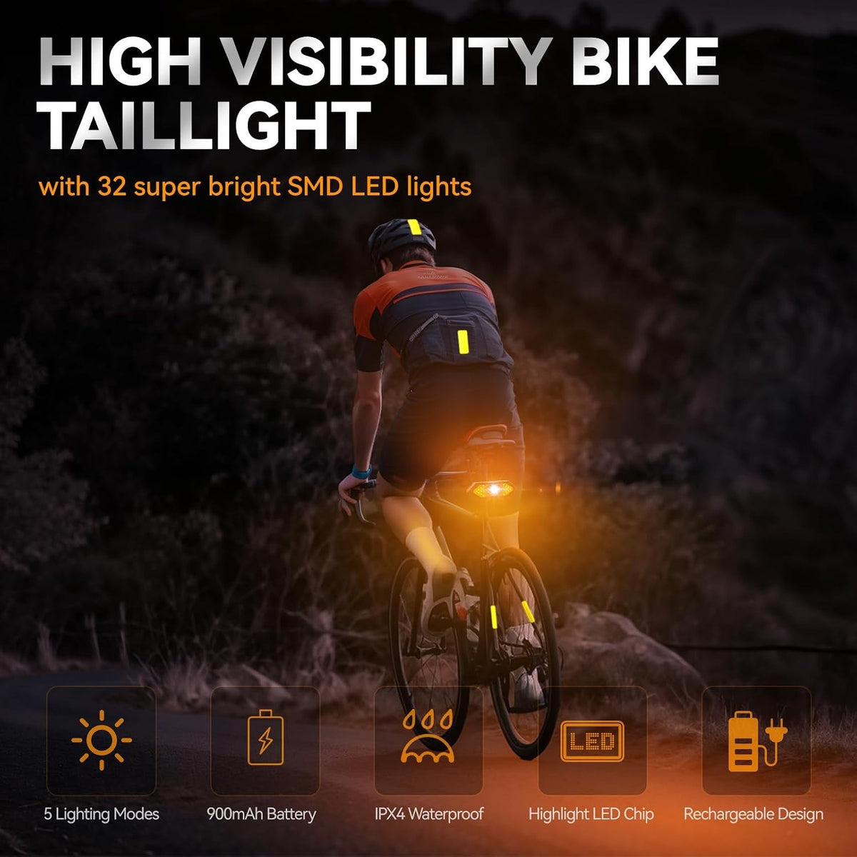Rechargeable LED Bicycle Front and Rear Light with Horn and Power Bank Function