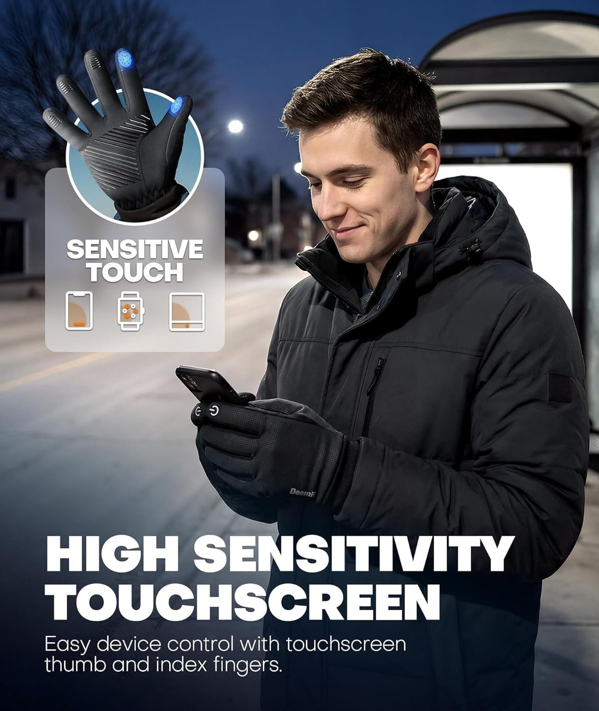 Winter Gloves Men Women 3M Thinsulate Thermal Waterproof Touchscreen Gloves