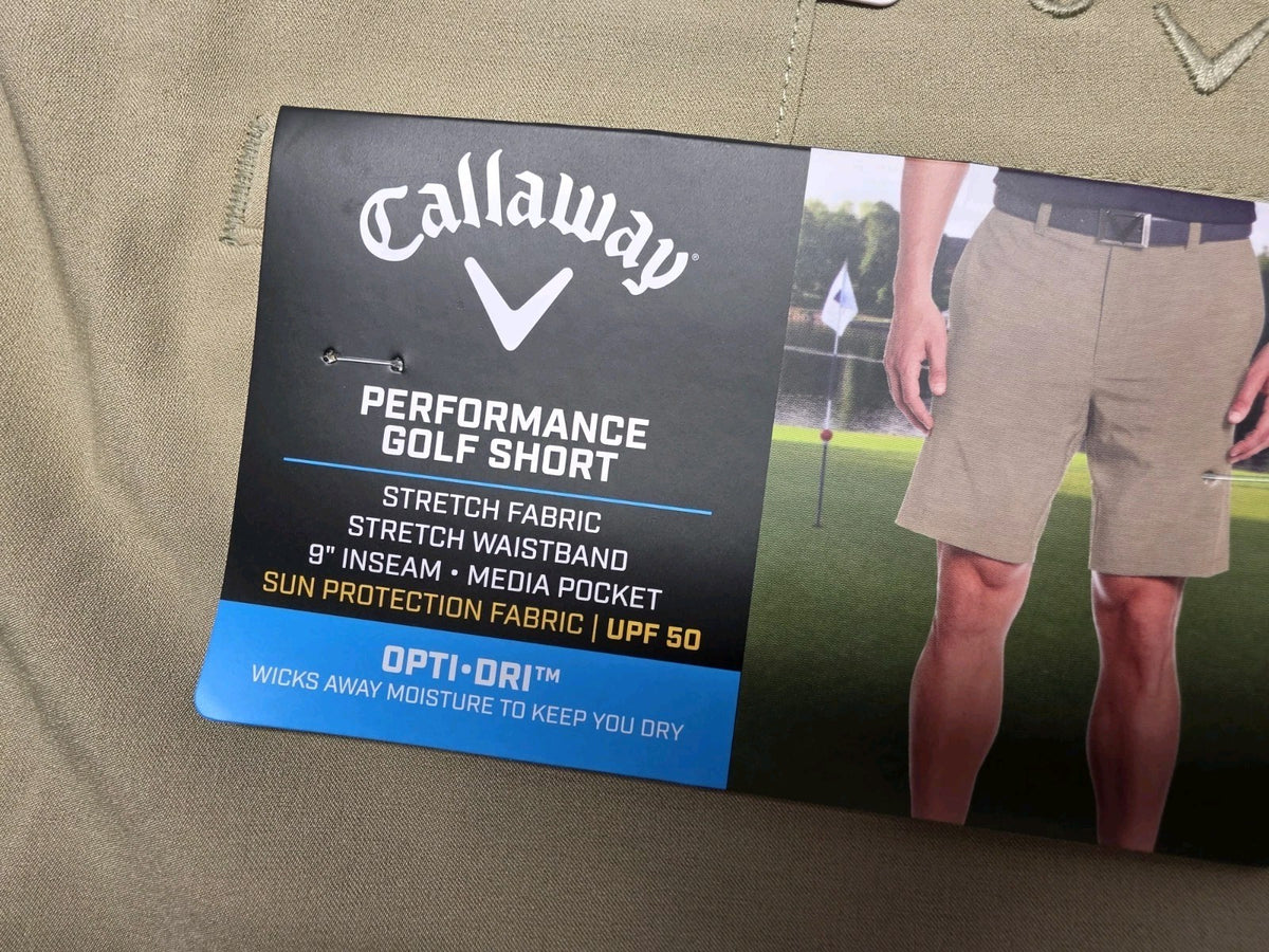 Men's Moisture Wicking Golf Shorts - Chinchilla Khaki, Size 36