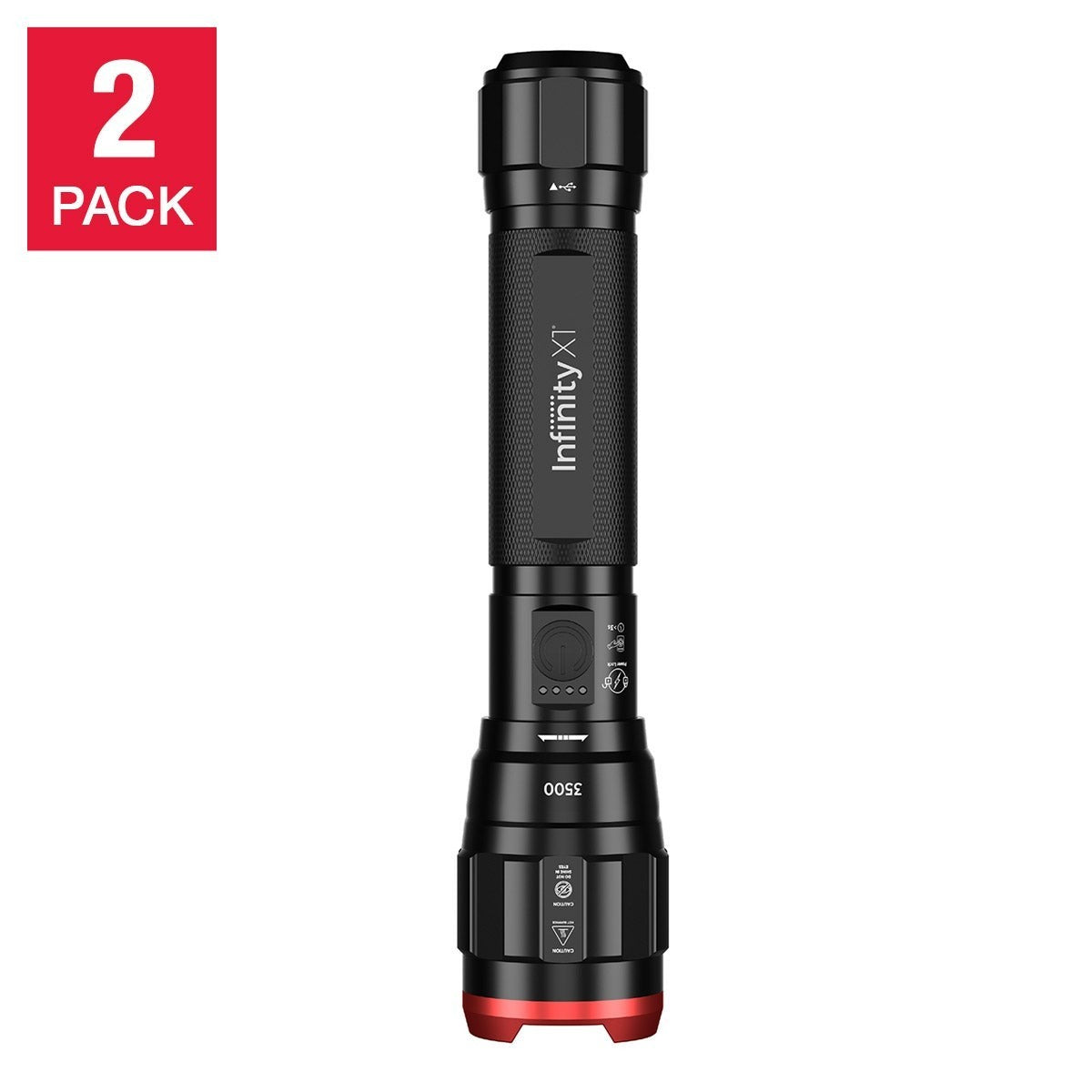Dual Power 3500 Lumen Focusing Flashlight 2-Pack - Rechargeable Outdoor LED