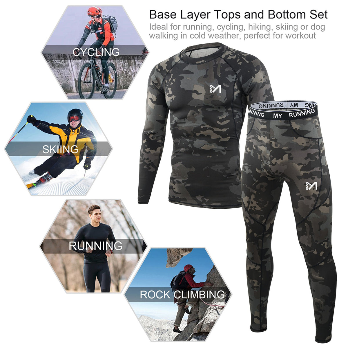 Men's 3-in-1 Thermal Winter Set with Fleece Top Bottom & Down Vest