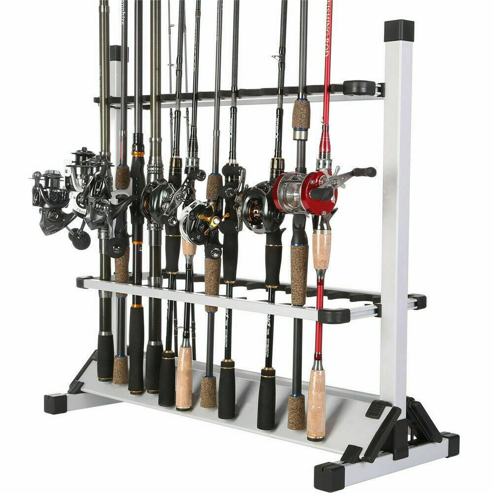 Portable Aluminum Fishing Rod Holder Rack Stand for 24 Poles