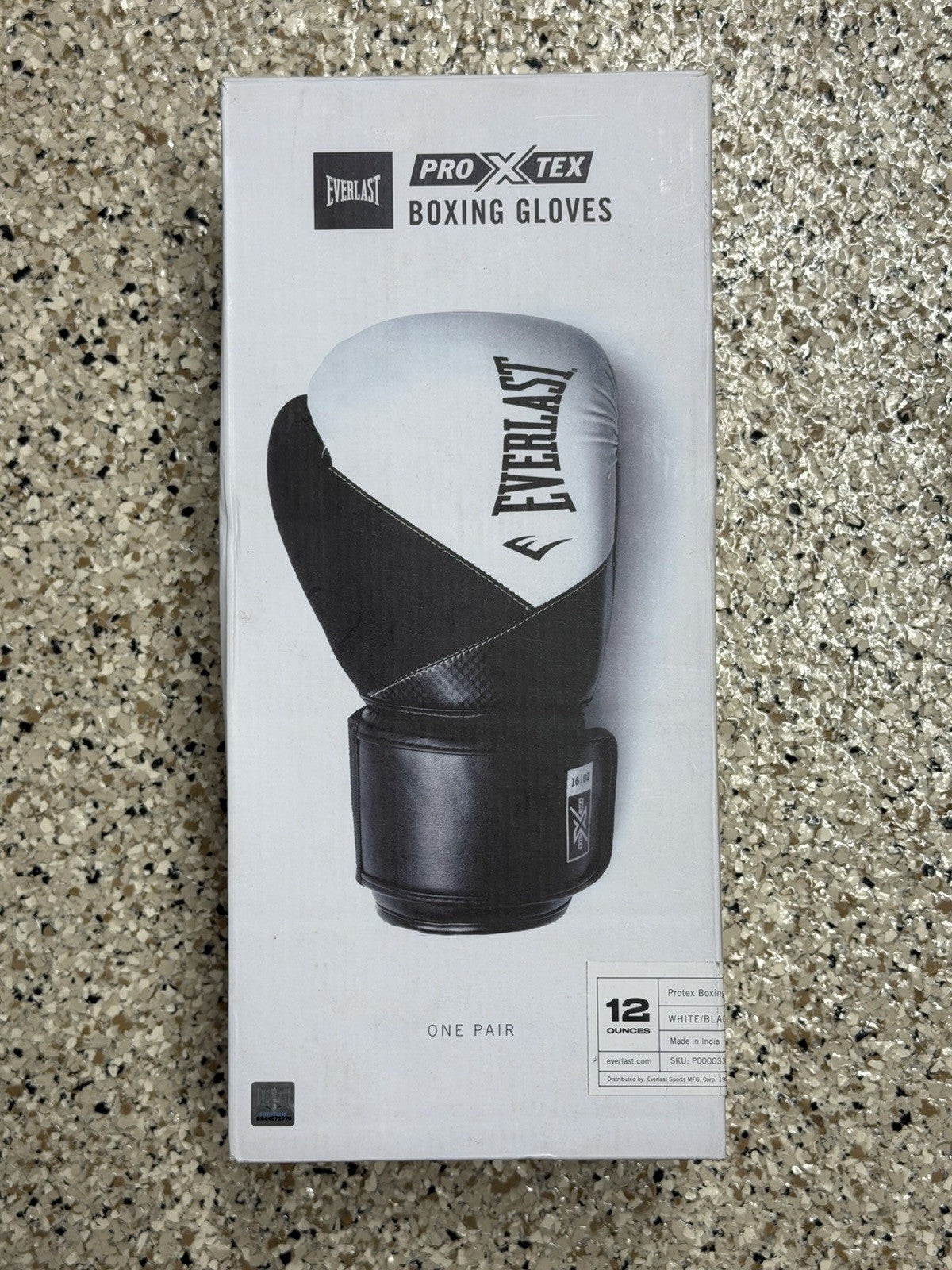 Adult Boxing Gloves 12oz Pair Black and White Protex Gear