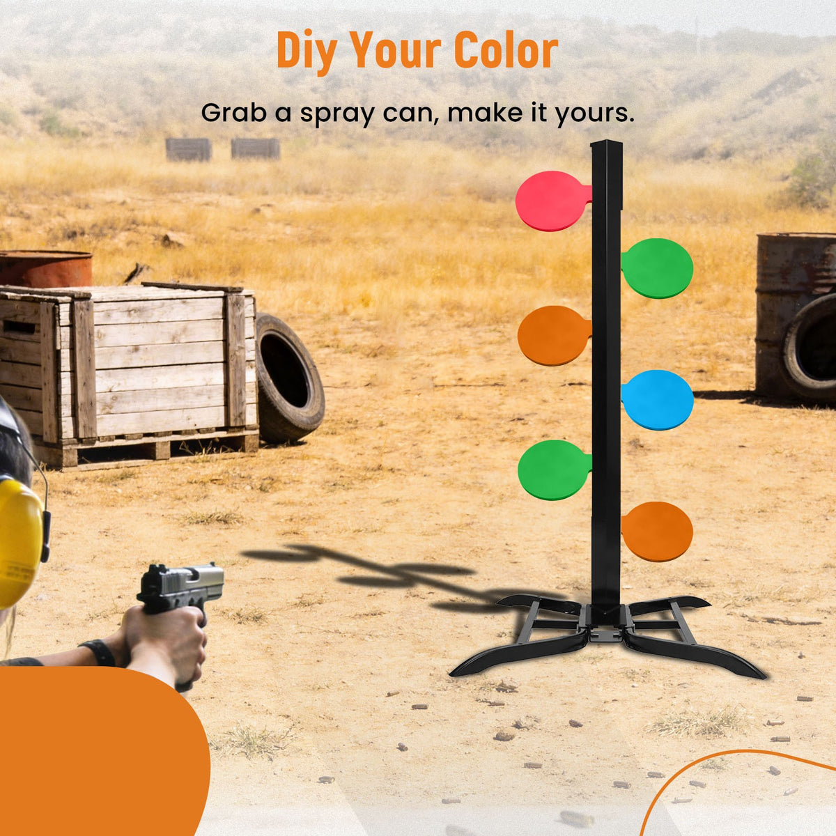 AR500 Steel Dueling Tree Shooting Target Kit - 6 Paddles, 6 Inch, Heavy Gauge