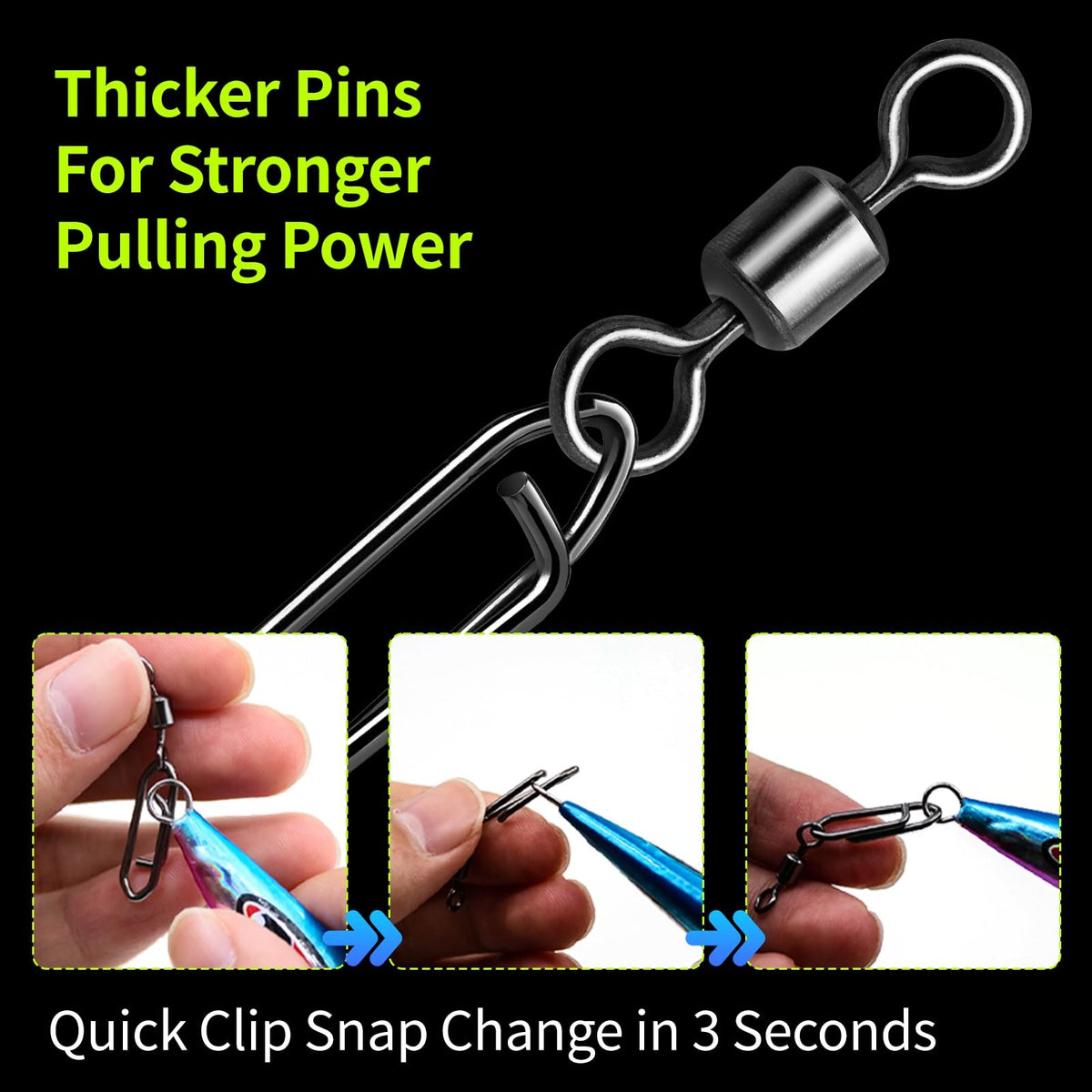 Fishing Speed Clips 50 Pack - Quick Change Swivels for Tackle & Lures