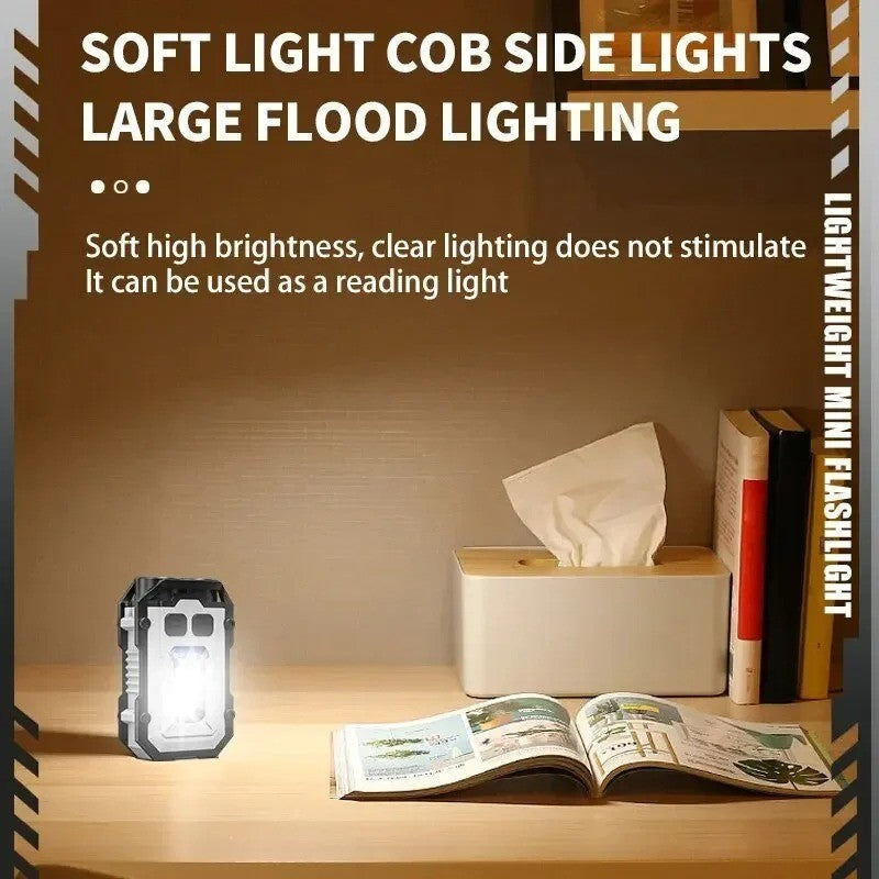 Rechargeable Mini COB Keychain Flashlight - Compact Pocket LED Torch for Emergency & Outdoor Use