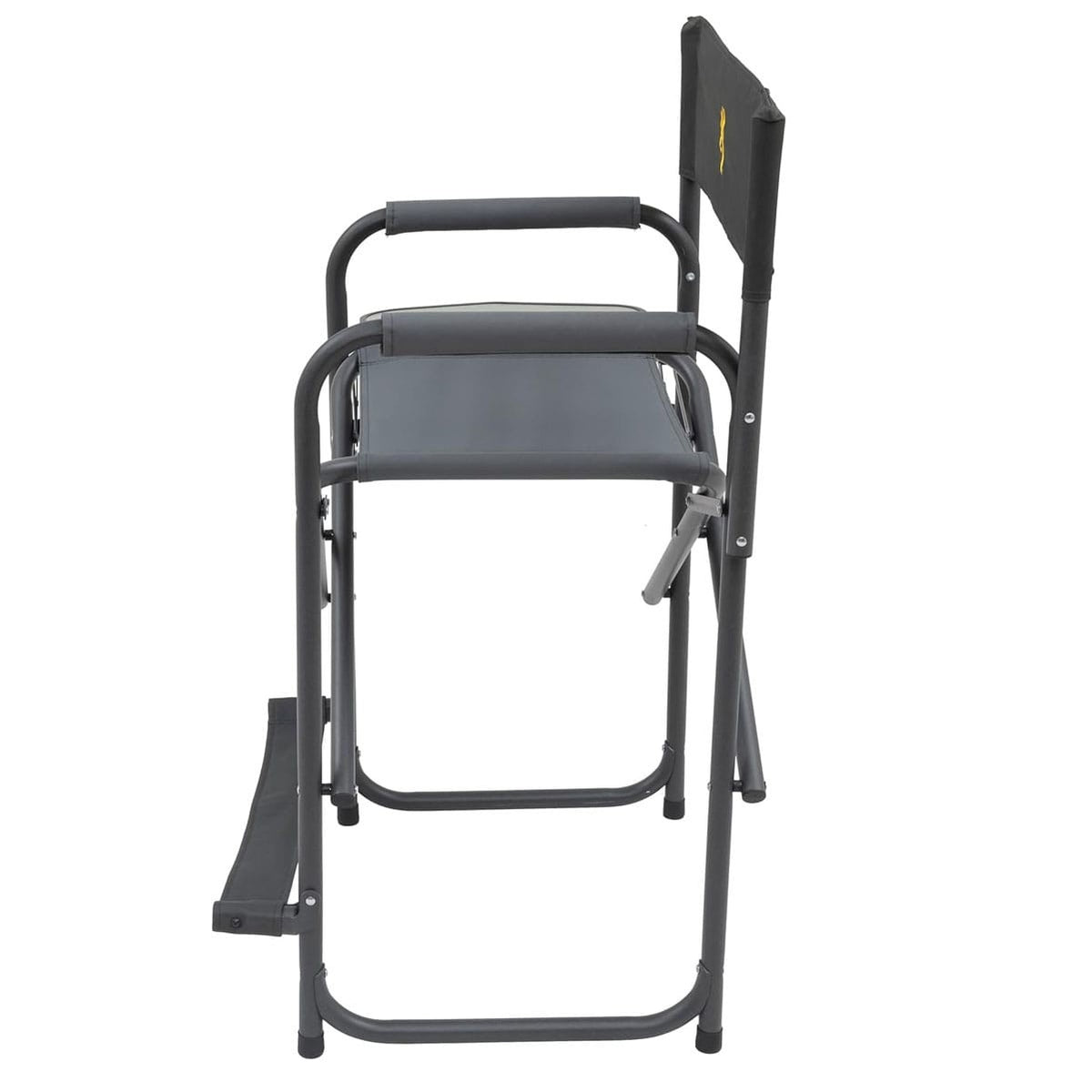 Camping Chair with Flip-Down Footrest and Side Table - Charcoal Gray