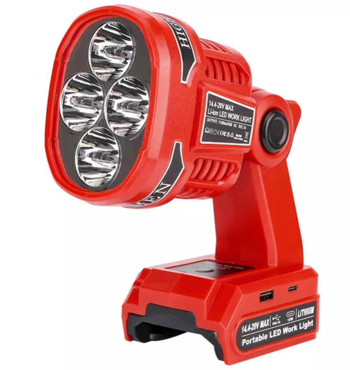Cordless LED Work Light Spotlamp with USB Power Bank for Craftsman 20V Batteries