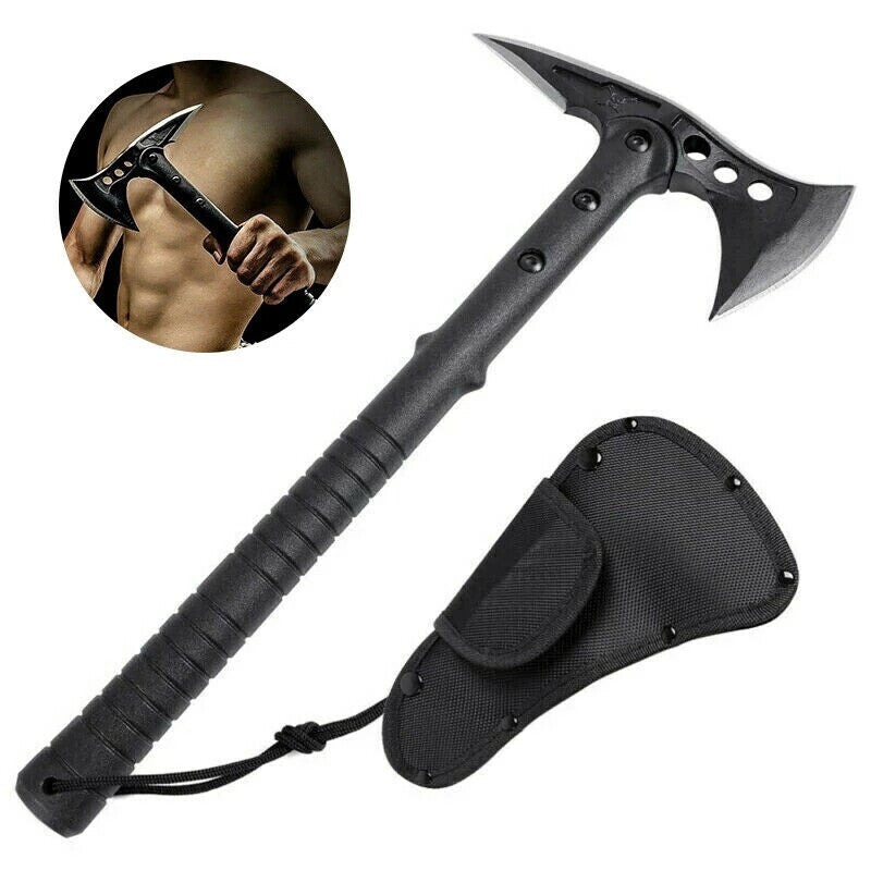 16-Inch Tactical Survival Axe with Stainless Steel Blade and Fiber Handle