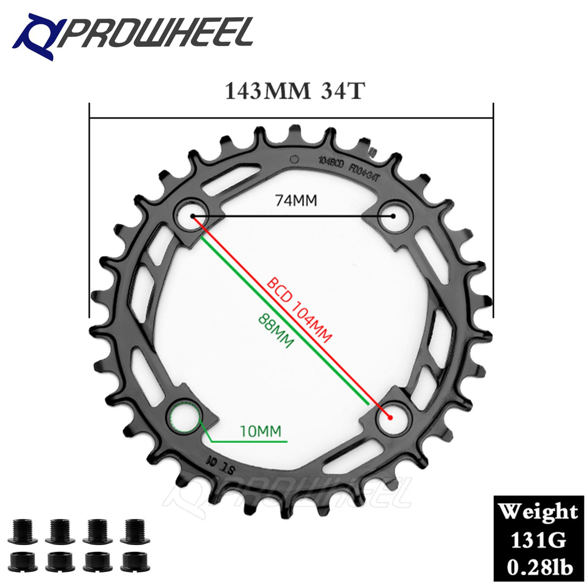 Mountain Bike Chainring with Wide-Narrow Teeth 104BCD Steel Single Chainwheel