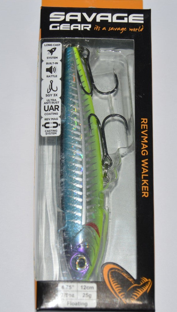 Savage Gear RevMag Walker Topwater Lure - Rattle, 4.75 Inches, Yellow Belly