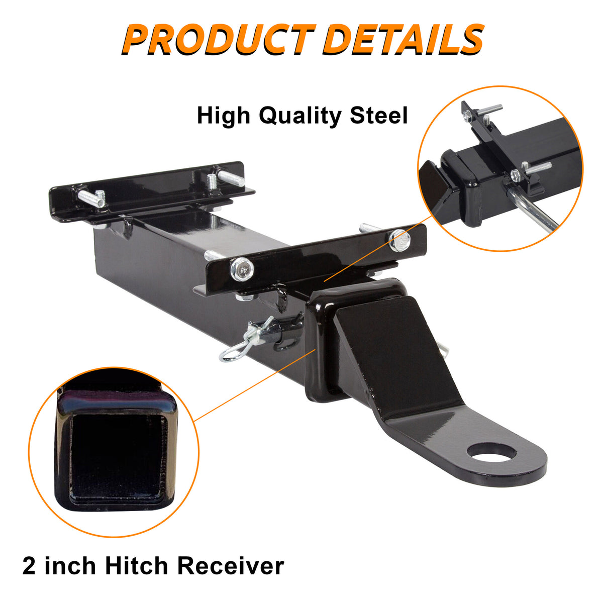 Universal Golf Cart Rear Trailer Hitch with 2-Inch Receiver for EZGO, Yamaha, Club Car
