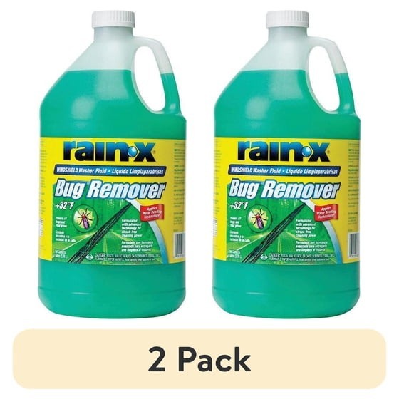 Rain-X Bug Remover Windshield Washer Fluid 2 Pack - Streak-Free, 1 Gallon