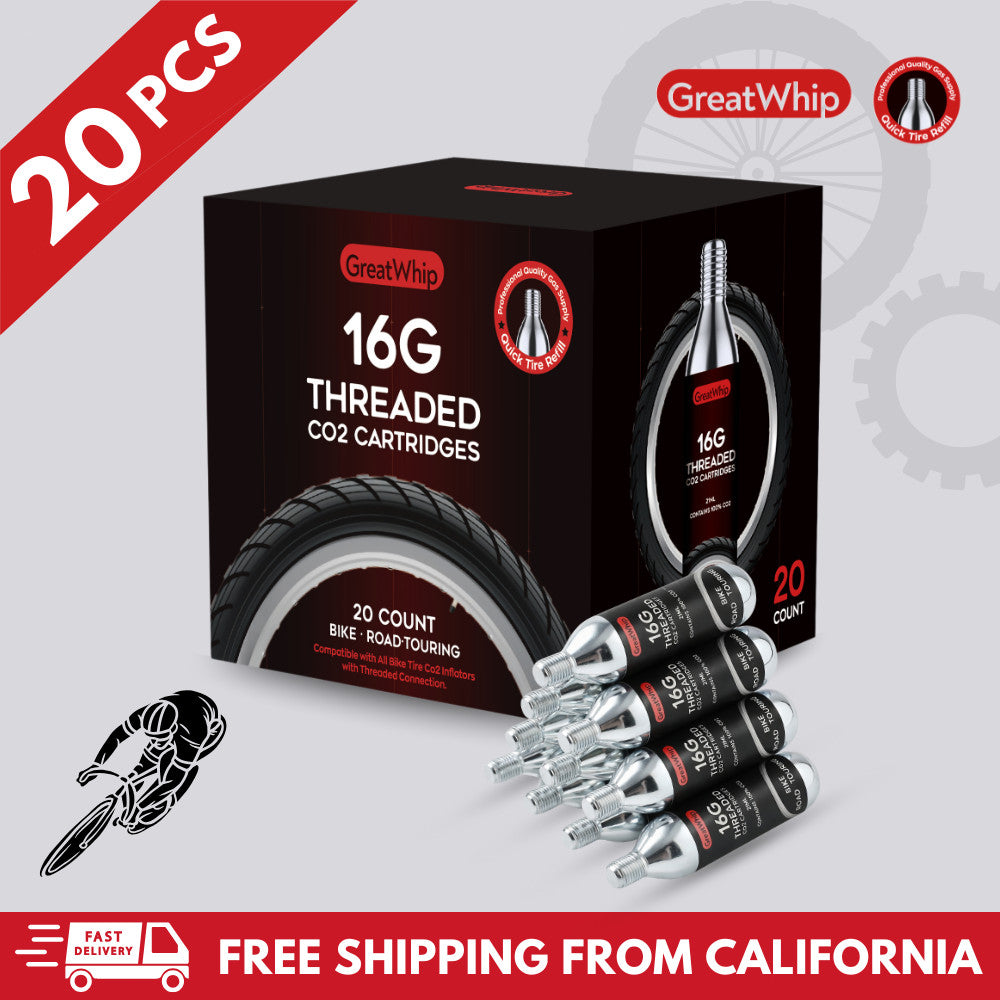 CO2 Bicycle Tire Inflator Cartridge 16g for Bike Mountain & Road Tires