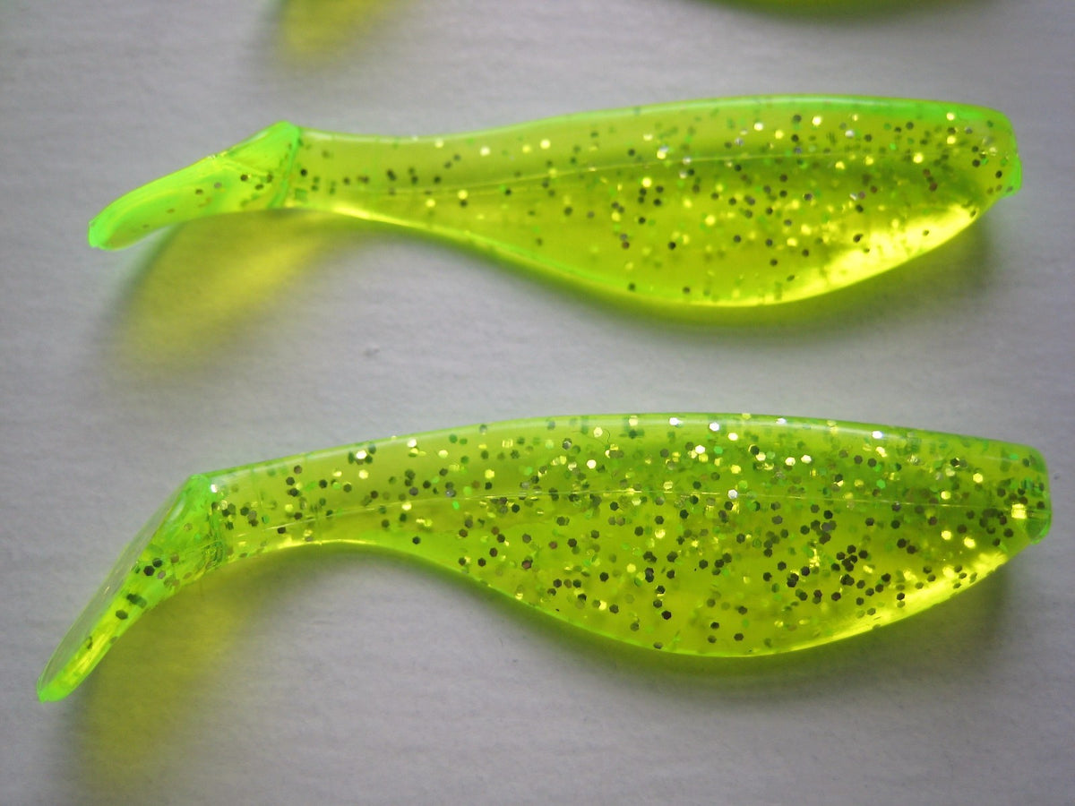 50 Pack 2-Inch Paddle Tail Shad Soft Plastic Baits - Chartreuse Shine, USA Made