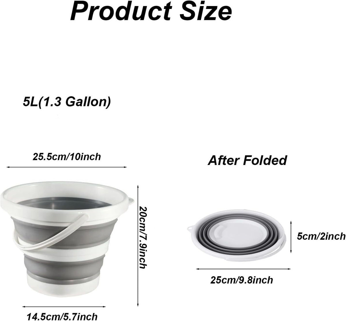 Foldable 1.3 Gallon Water Bucket for Cleaning Camping & Outdoor Use