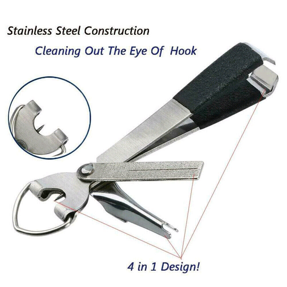 Fishing Line Knot Tying Tool with Cutter and Hook - Stainless Steel