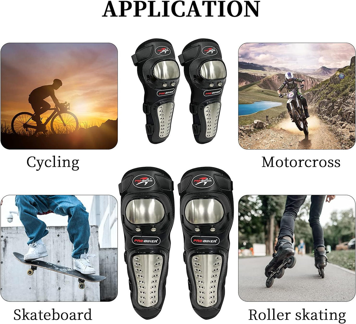 Stainless Steel Motorcycle Knee & Elbow Guards Set - Protective Gear