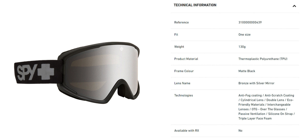 Snow Goggles for Skiing and Snowboarding with Anti-Fog & UV Protection - Matte Black Silver Mirror Lens