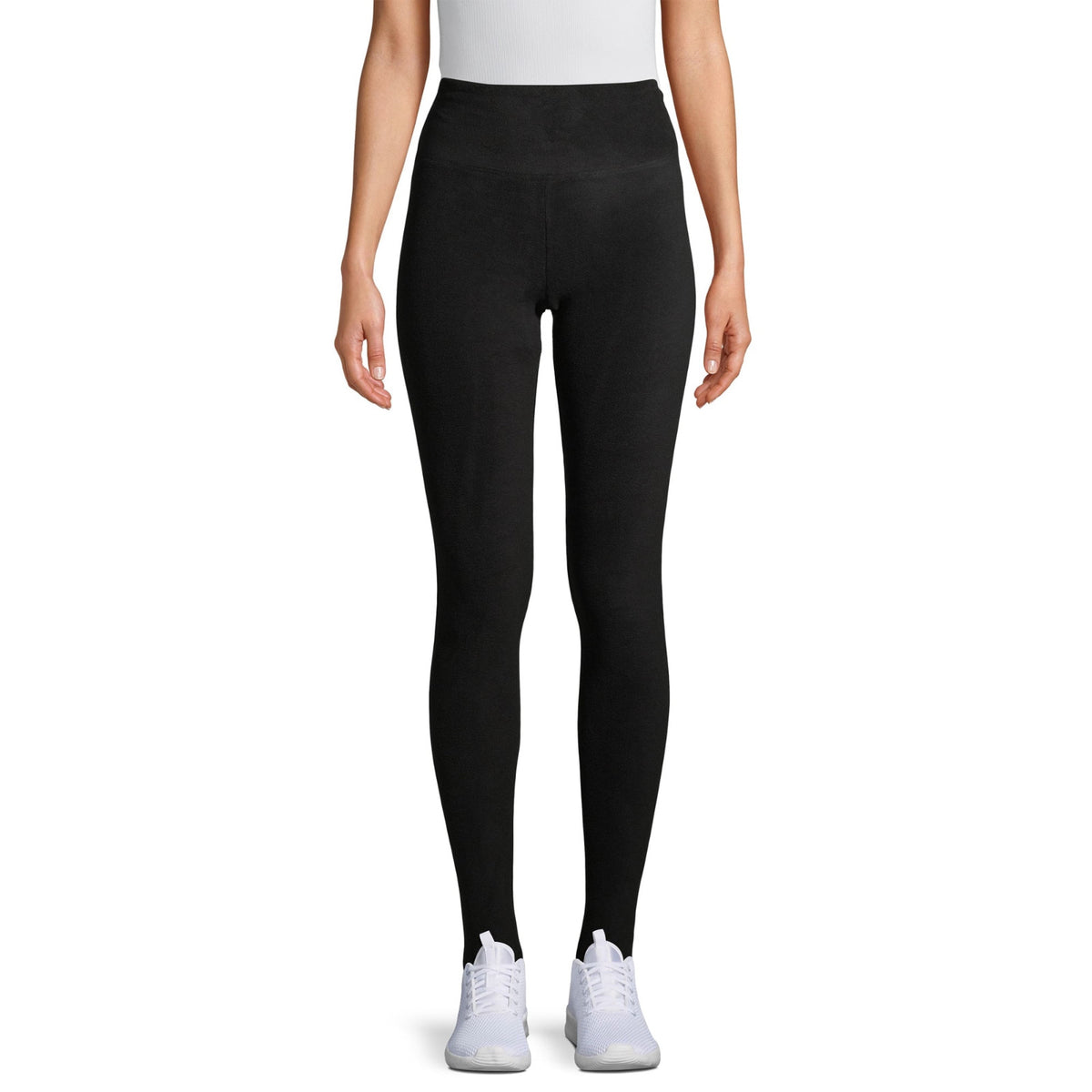 Women's Thermal Fleece Leggings High Waist Stretch Base Layer Black Medium