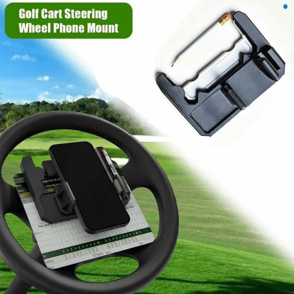 Golf Cart Steering Wheel Phone Mount - Flip-Up Smartphone Holder for Golf Cart