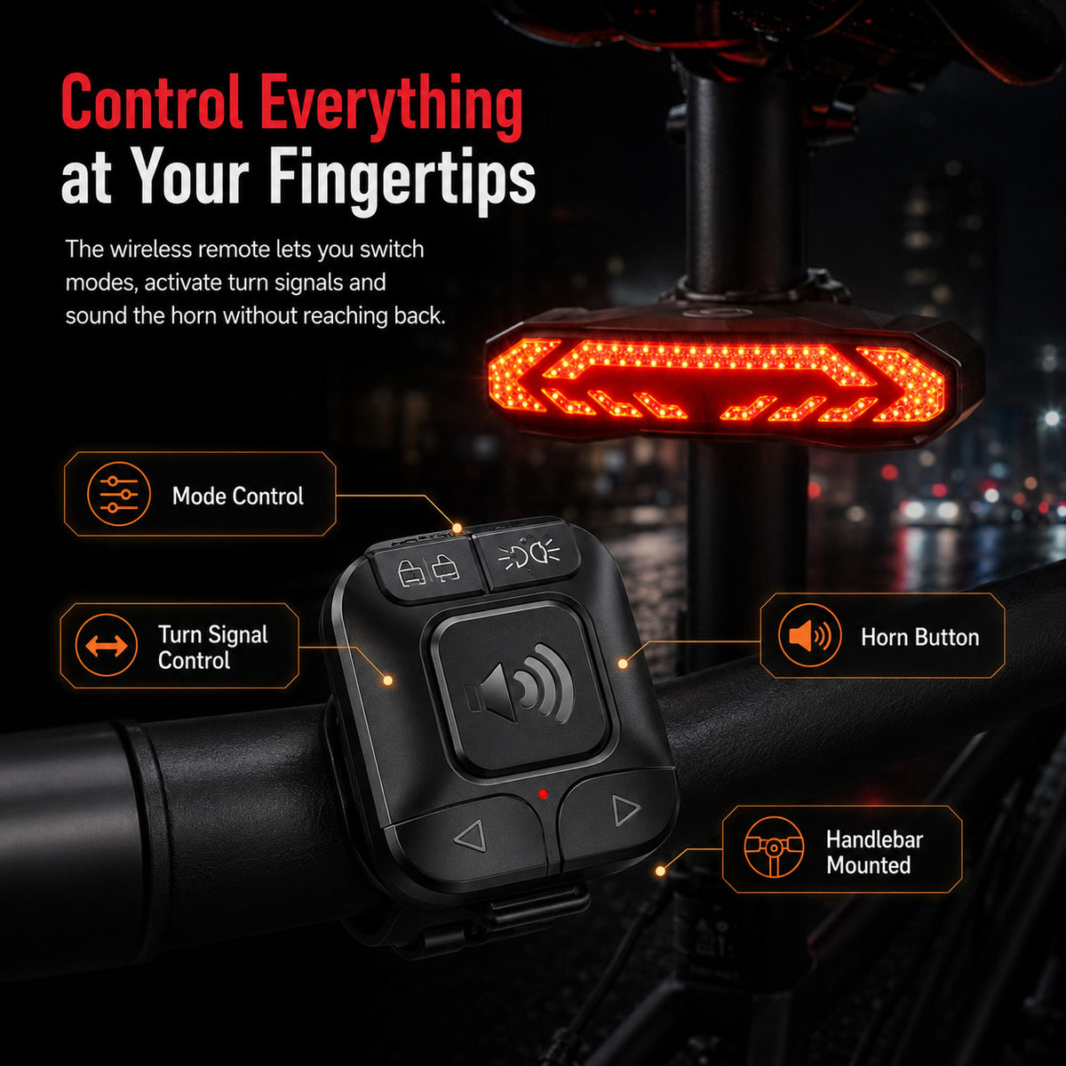 USB Rechargeable Bike Tail Light with Turn Signals Waterproof LED Cycling Safety Lamp