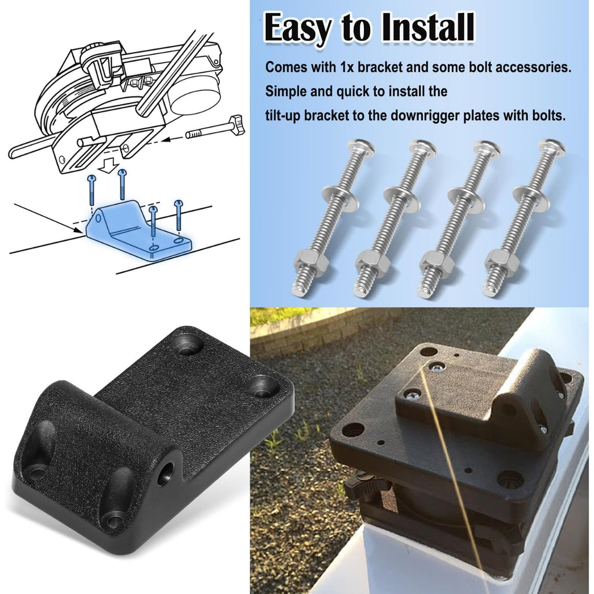 Tilt-Up Mount Bracket for Scotty Downrigger Models 1080-1116, Line Puller 2500