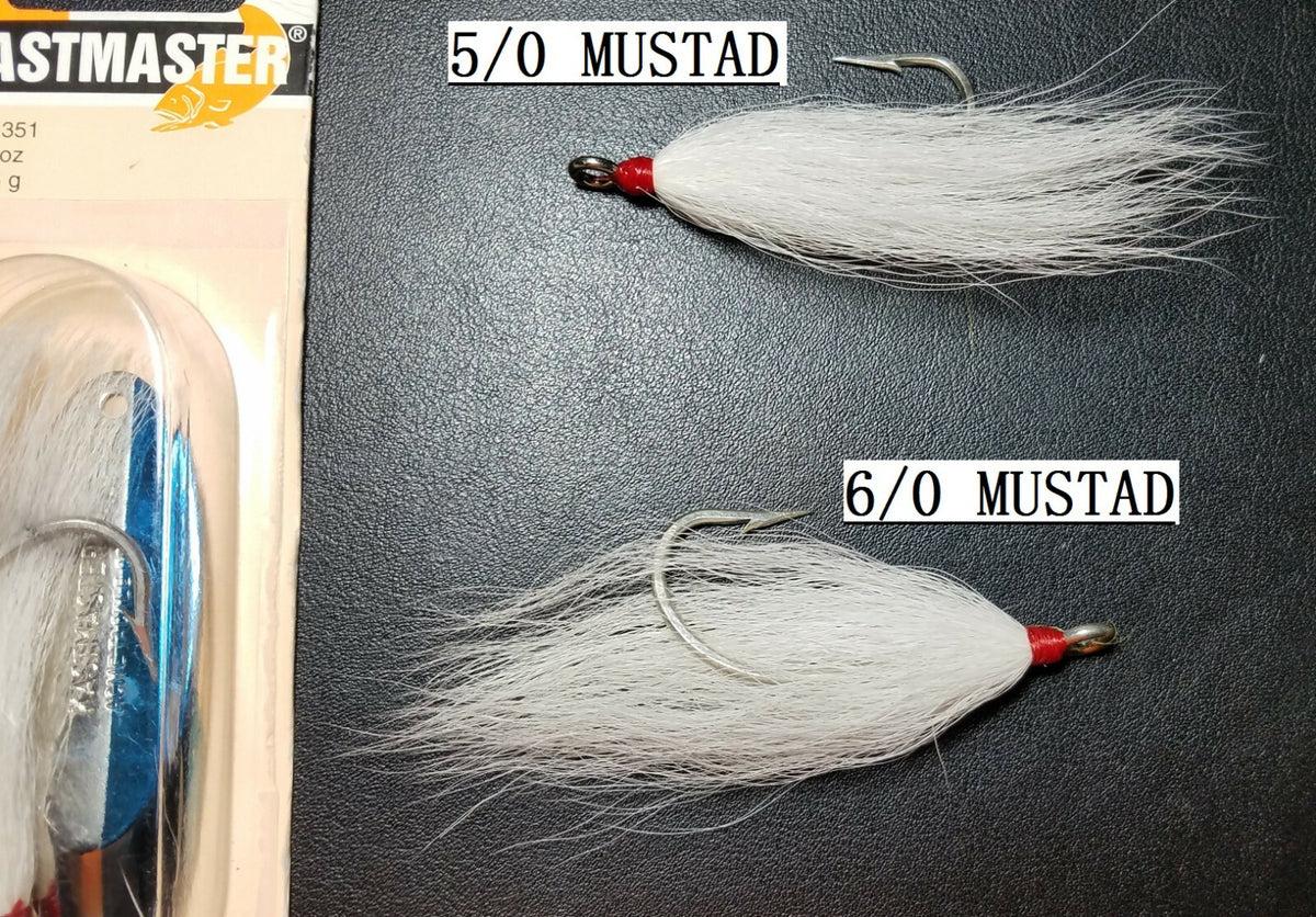 Fishing Bucktail Teaser Hooks Assortment – 5/0 & 6/0 Mustad Tied Hooks for Lures
