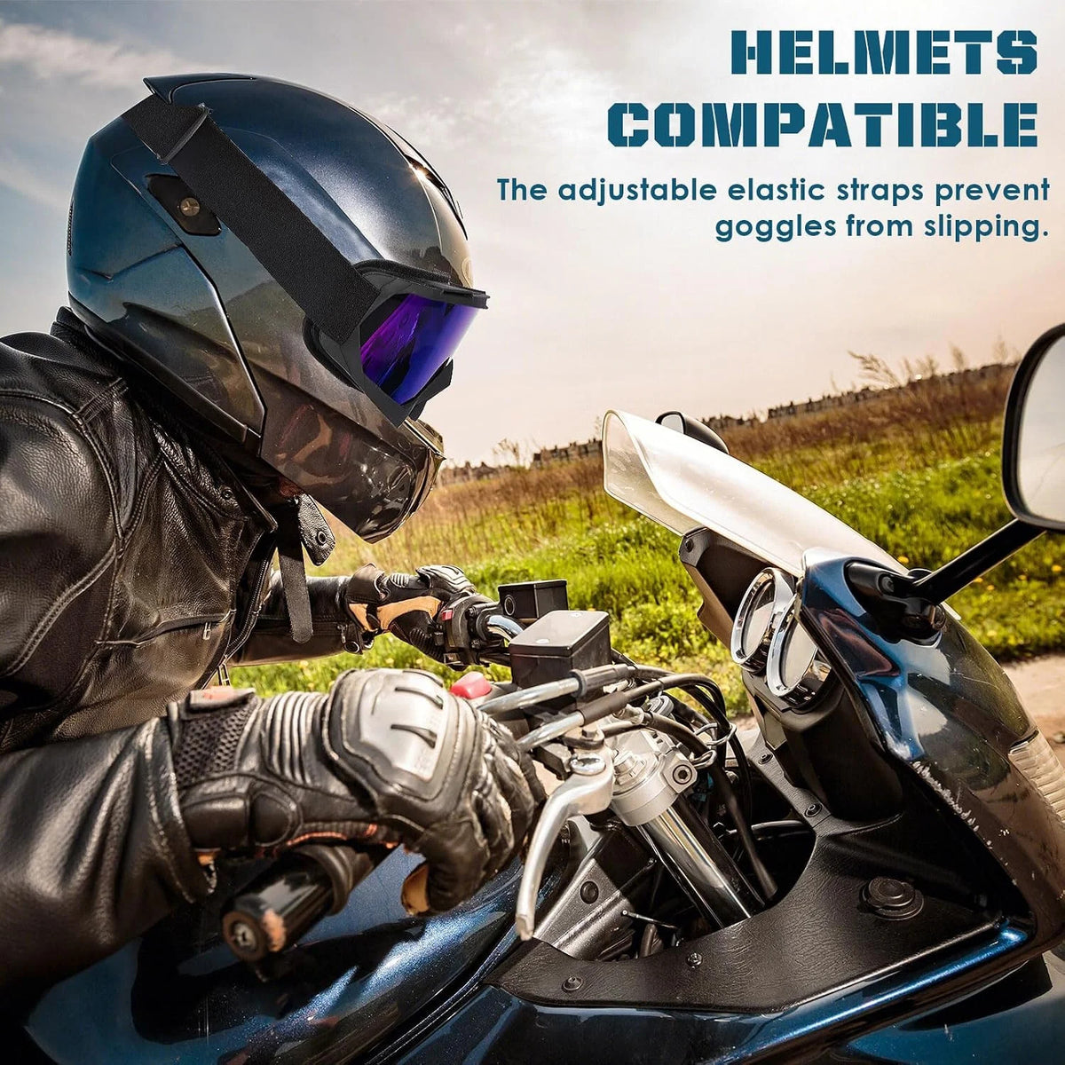Motorcycle Goggles for ATV Dirt Bike Motocross - Impact-Resistant UV Protection