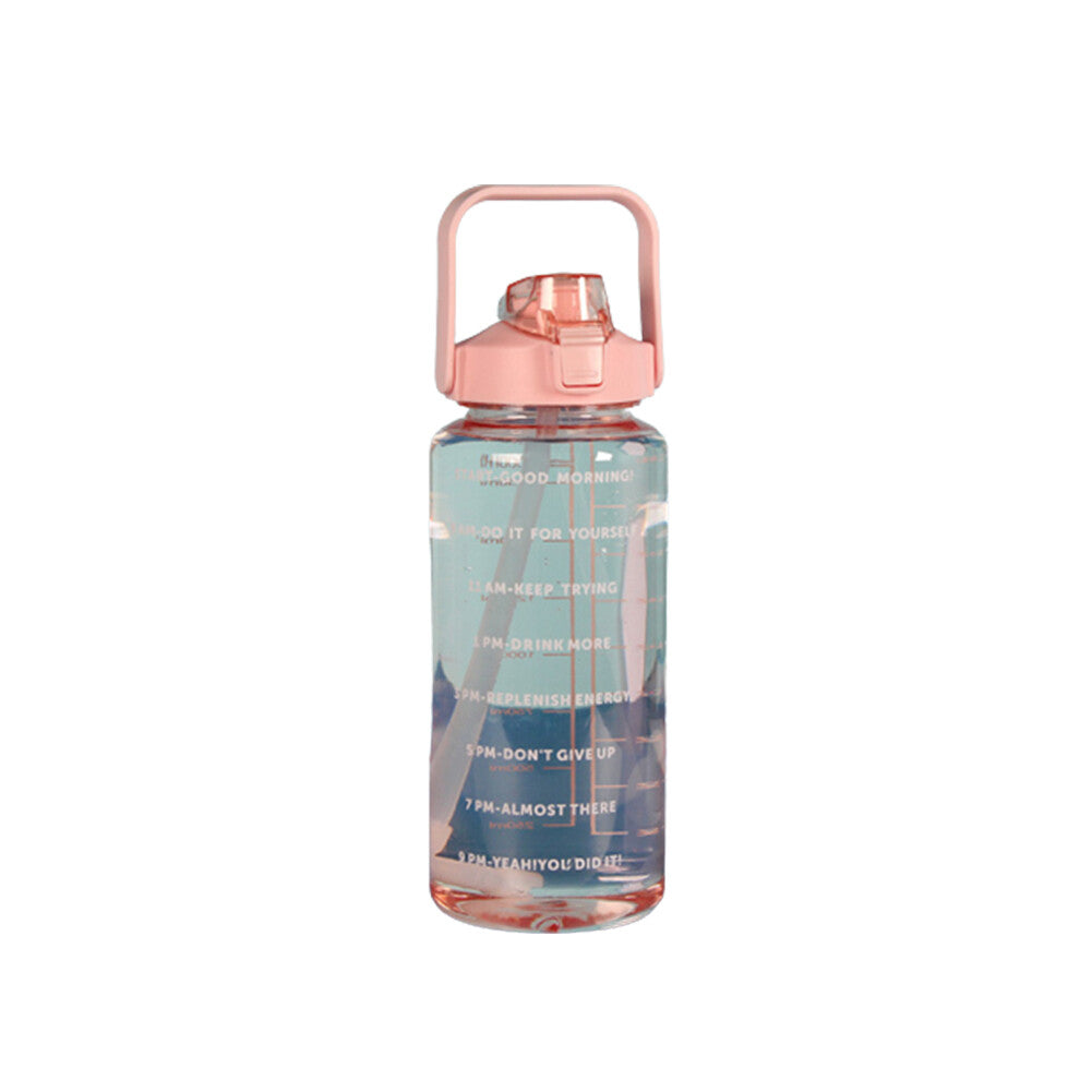 Motivational Half Gallon Water Bottle with Time Marker and Straw - 64 oz BPA Free Hydration Bottle