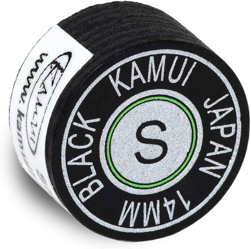 Kamui Black Pool Cue Tip Soft - 14mm, 100% Pigskin Leather