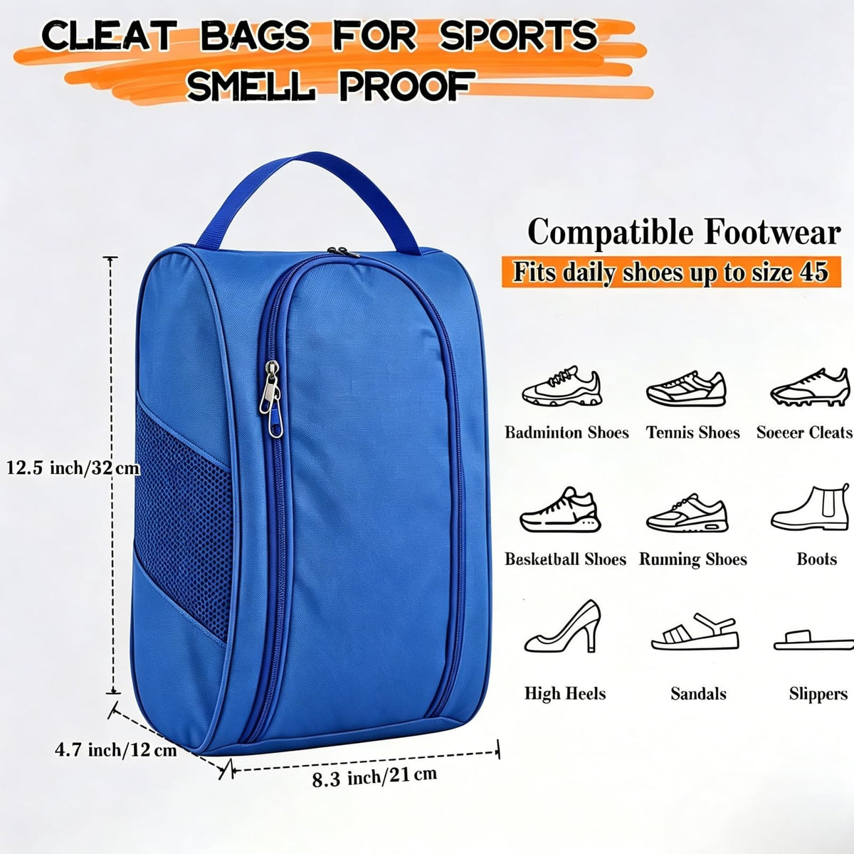 Waterproof Mesh Golf Shoe Bag with Zipper and Ventilation