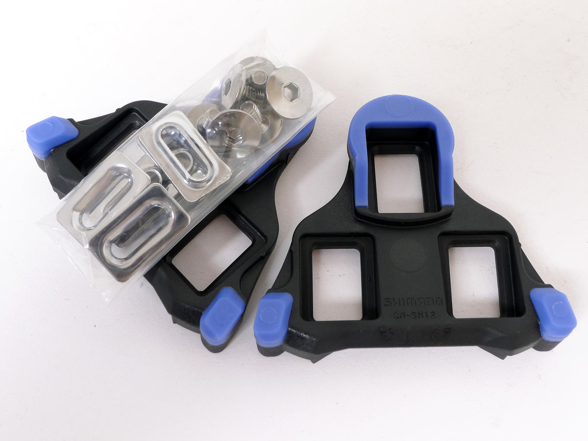 Road Bike Pedals and Cleats Set - Shimano SPD-SL 2° Float Blue & Black