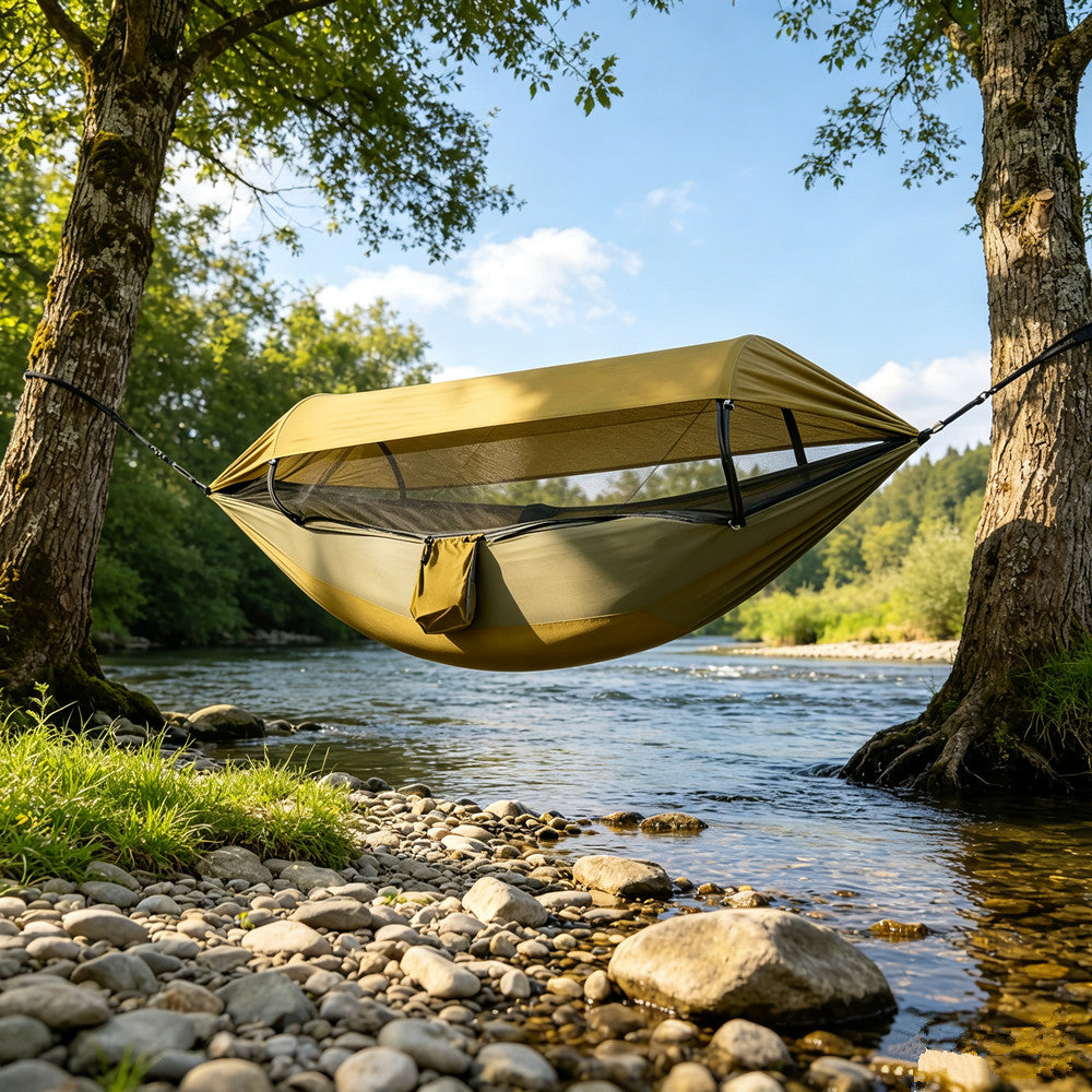 Portable Camping Hammock Tent with Mosquito Net and Sun Canopy for 1-2 Persons